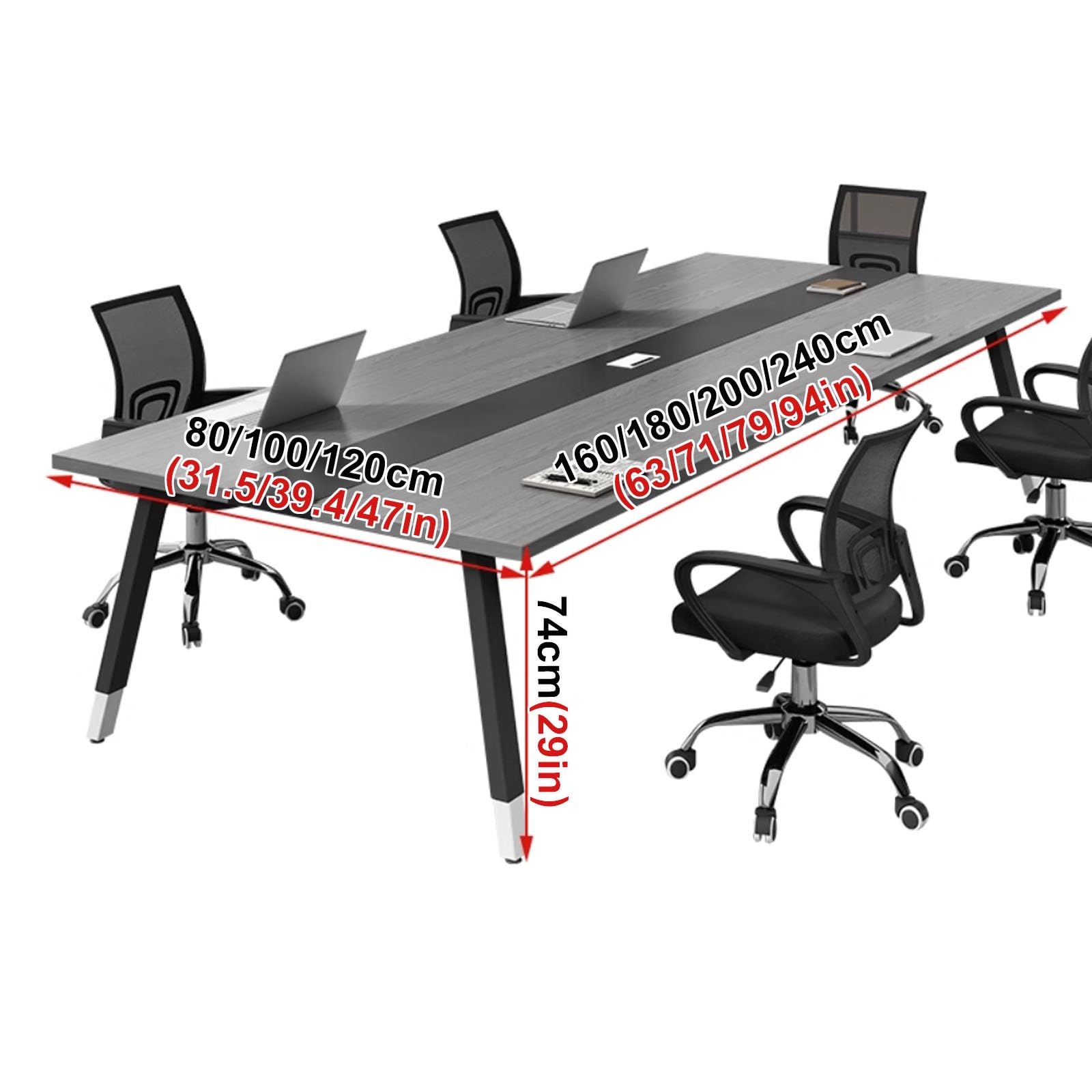 Großer Konferenz-Trainingstisch für 6–10 Personen, robuster Stahlrahmen, geeignet für Heimbüro, 200 x 100 cm