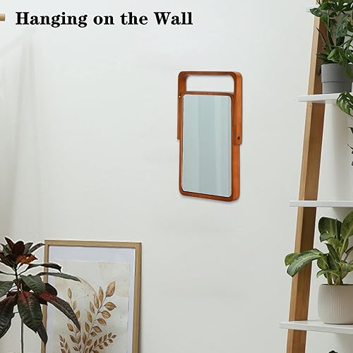 Miniatura 6 de DEAYOU Paquete de 2 espejos de tocador con soporte de madera, espejo de maquillaje de rotación de 360 grados, espejo cosmético giratorio de pie