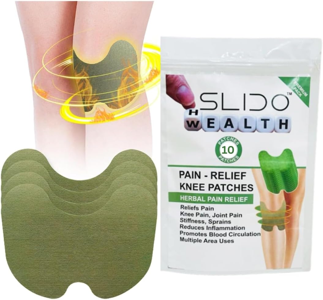 SLIDO™ Herbal Knee Pain Relief Patches | Inflammation Patch Sticker | Instant Relief from Pain | Joint Pain Relief Products with Natural Wormwood Extract Patch (1 PACK- 10 PATCHES)