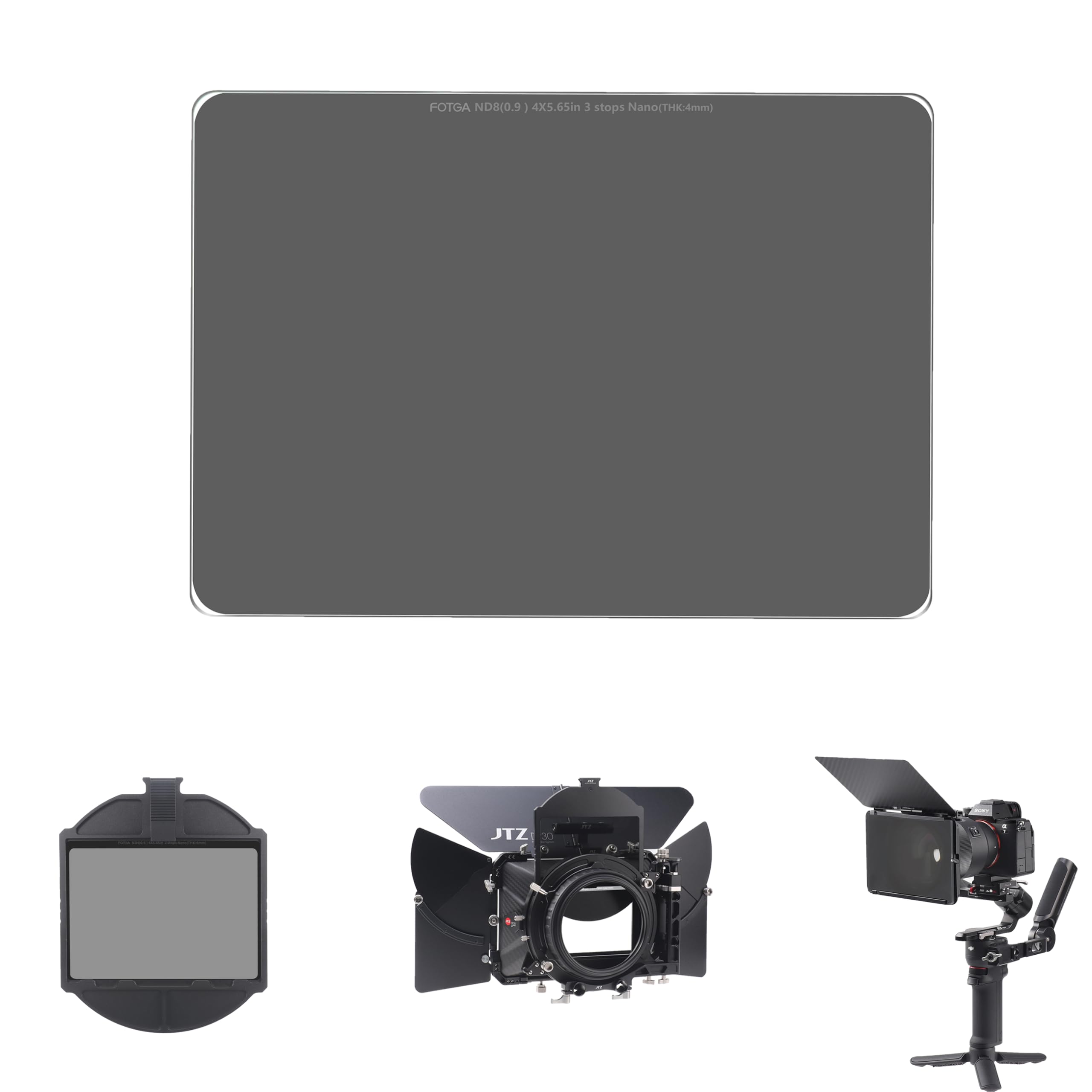 Fotga Pro Glass Cine Graufilter ND8, 4 X 5,65 Zoll, 3 Blenden – Für 10,2 X 14,4 Cm Mattebox, MC Nano-Beschichtung