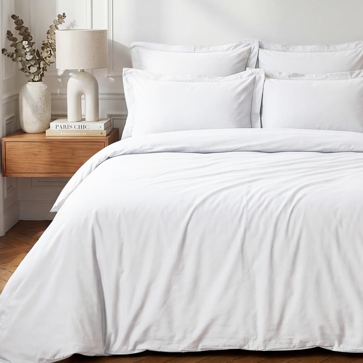 Sensei Maison - Drap Housse en Percale de Coton Bonnet 30 cm Soft Percale - 200x200 cm - Blanc