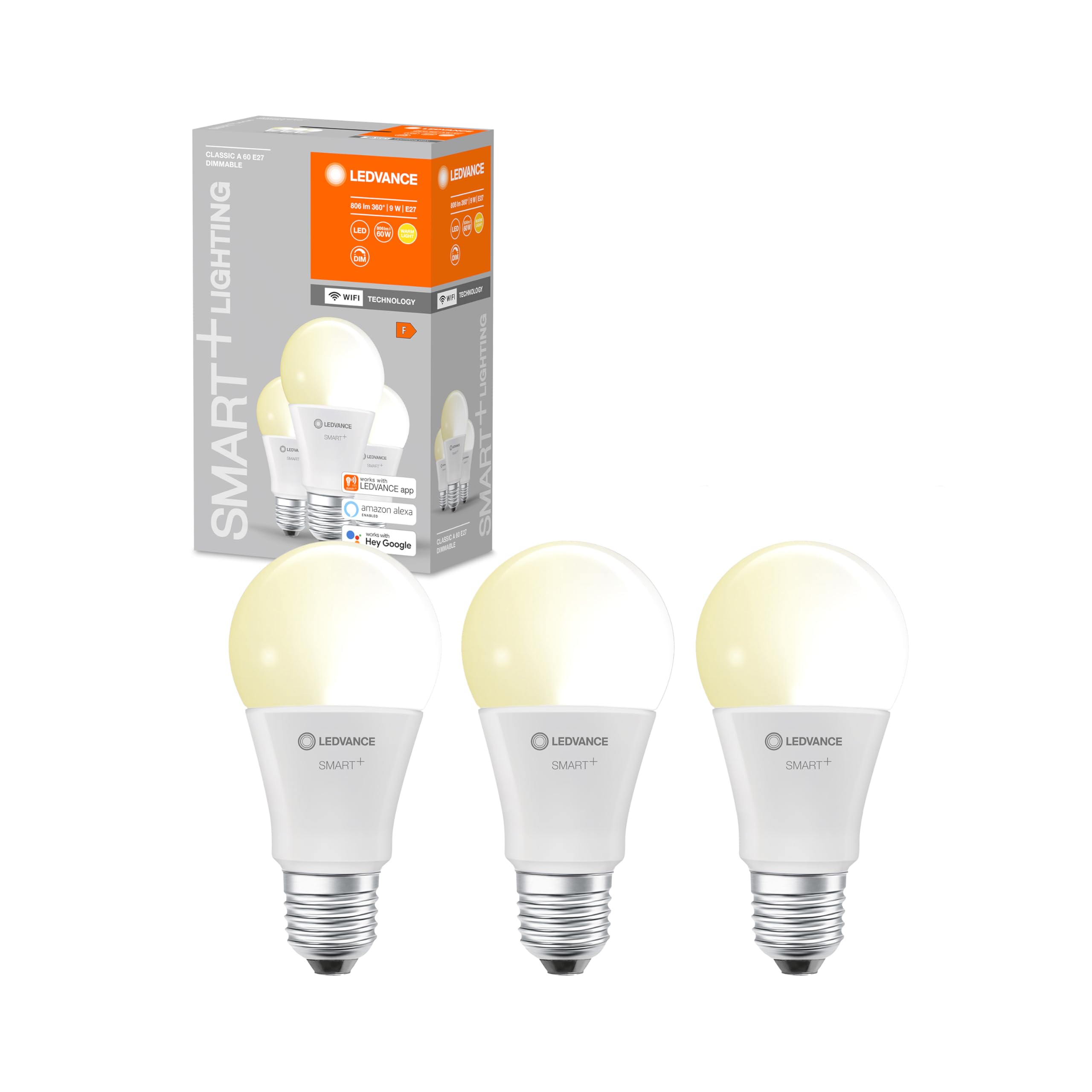Ledvance Warm White Led Lamp | E27 | | 2700 K | 9W=60W | Smart+ Wifi Classic Dimmable