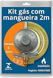Kit Registro Regulador Gás Cozinha Kit Com Mangueira 2 metros Para Botijão 13kg Residencial