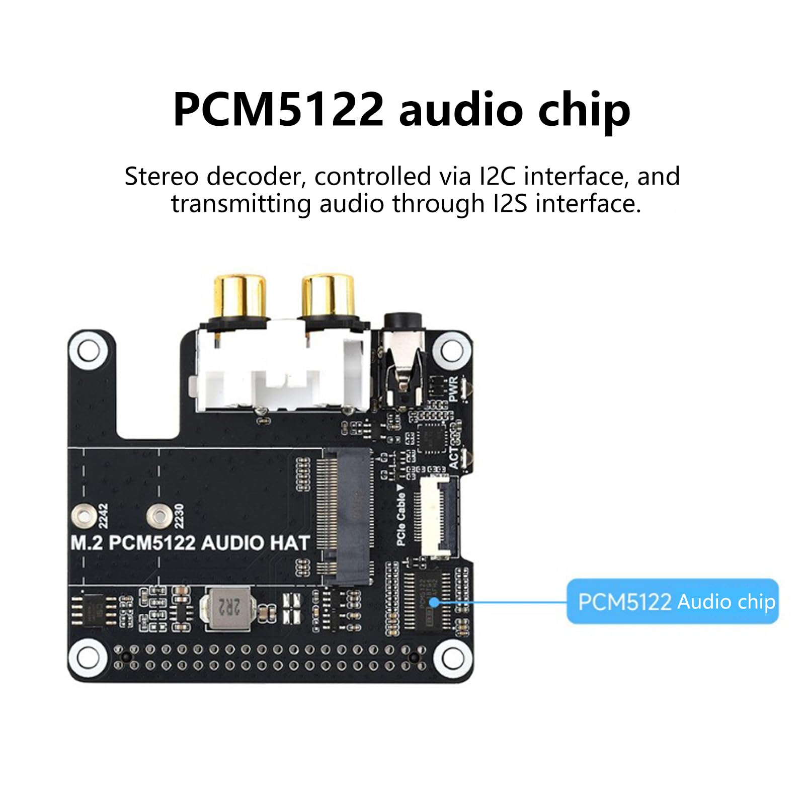 COOLHOOD Carte d'extension audio PCIe vers et I2S avec DAC 384 kHz 32 bits pour améliorer les adaptateurs de carte d'extension