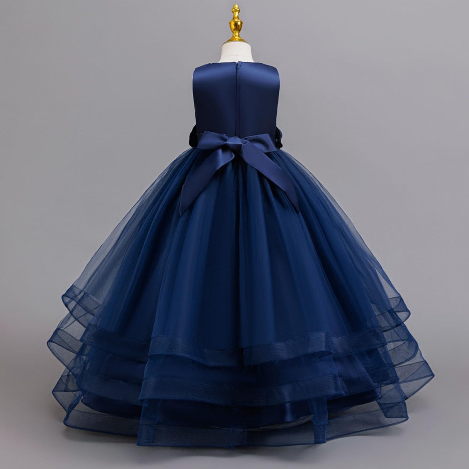 Vestido sin Mangas con Bordado Floral para niñas, Ideal para Bodas, Fiestas de cumpleaños, de Punto piqué, Cintura elástica y Ligero, Ideal para Uso Diario, colección Casual
