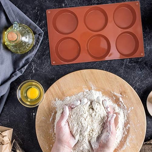 Miniatura 6 de DaKuan - 3 paquetes de 6 moldes de silicona grandes de disco redondo para dulces, moldes antiadherentes para hornear, molde para pastel de mousse