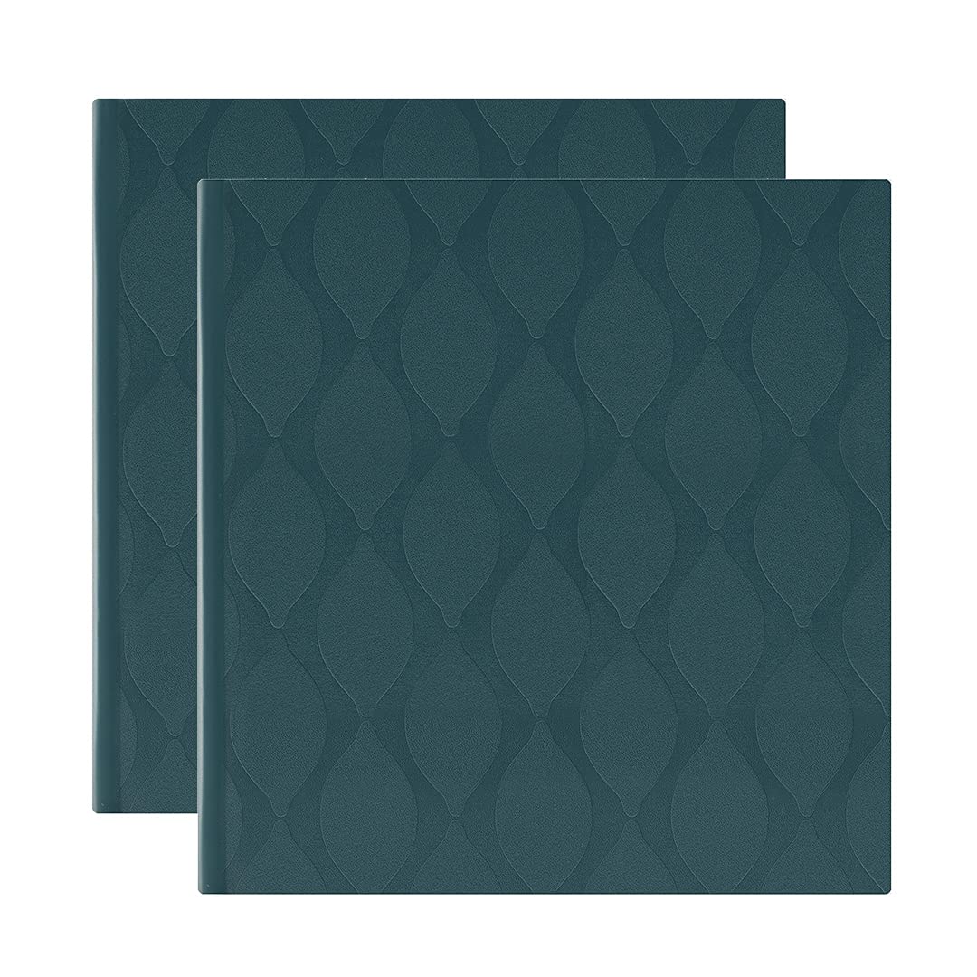 Kenro Box of 2 Inca Series Teal Textured Photo Album for 200 Photographs 6x4 Inch / 10x15cm with Slip-in Pages and Memo Space - KIN101GN