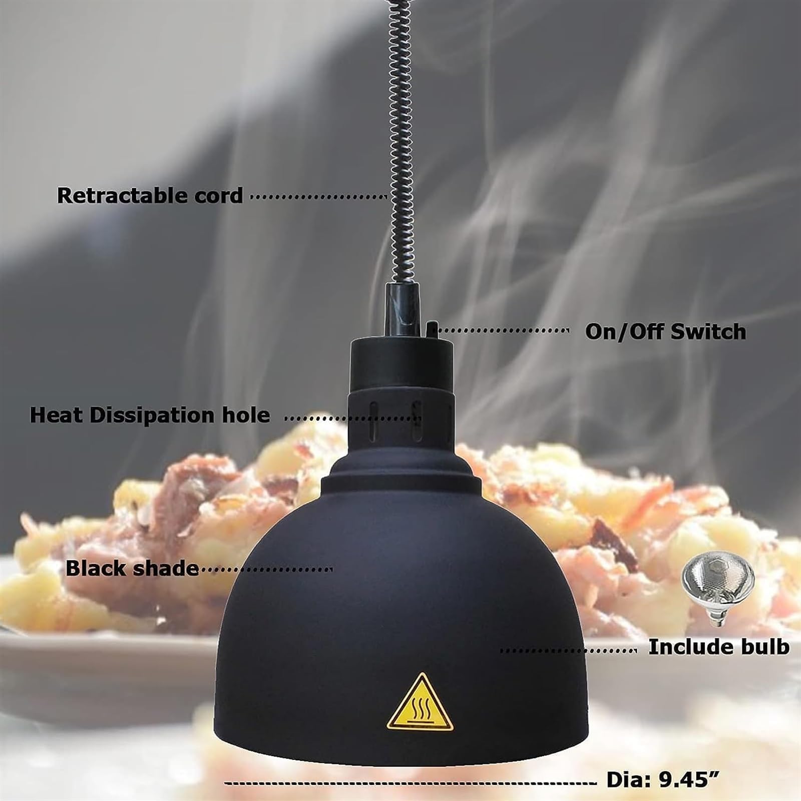 Lámpara de calor for alimentos, Calentador de alimentos, Calentador de lámpara de calor comercial for alimentos Restaurante Buffet Equipo de cocina Telescópico Metal Luz de calor for alimentos Lámpara