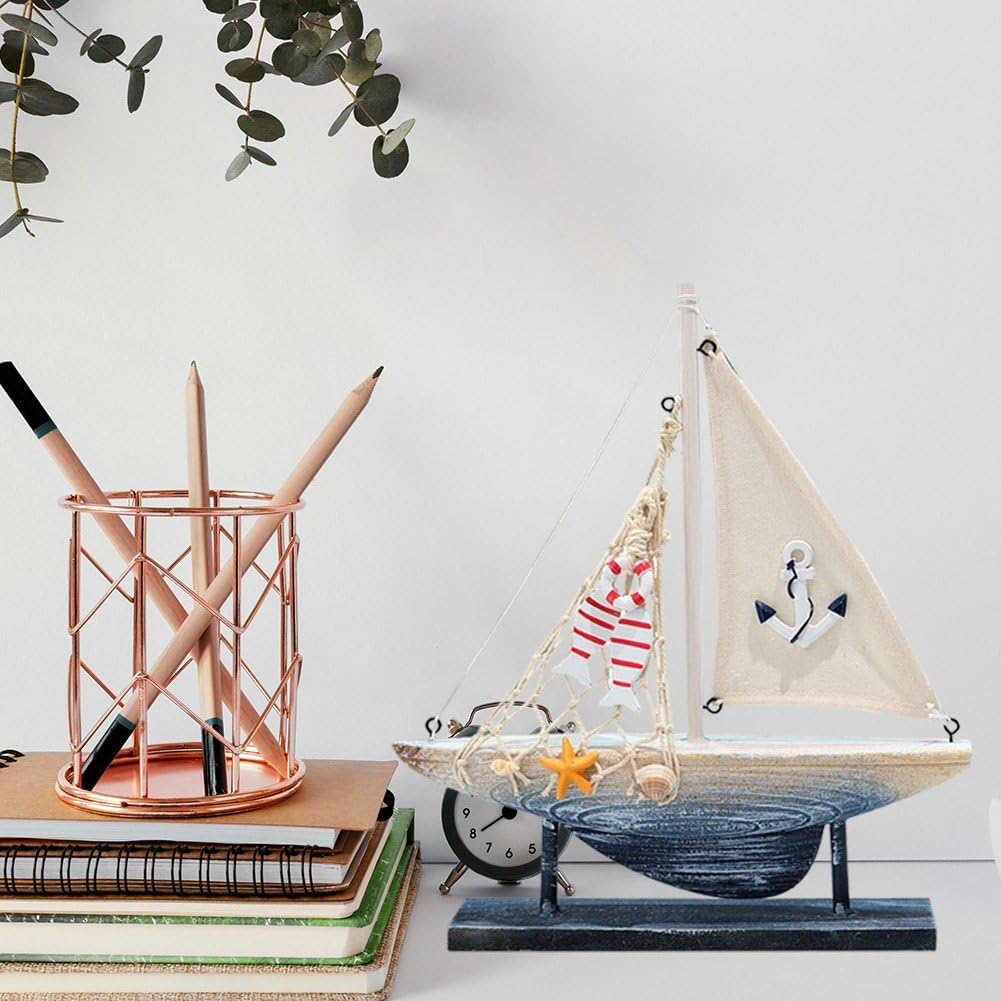 Ornement de bateau à voile en bois style méditerranéen pour bureau, chambre à coucher, bureau Ornement de bateau à voile en bois style méditerranéen pour bureau, chambre à coucher, bureau