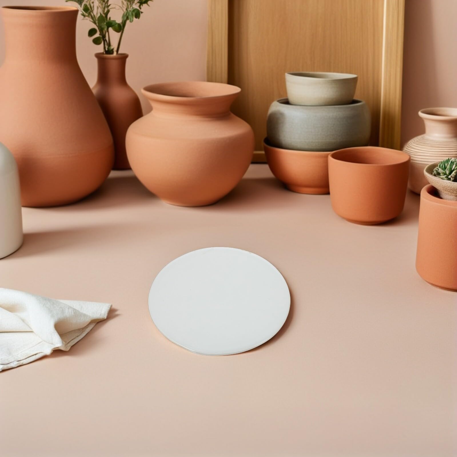 Tofficu Tabla de Secado de Cerámica para Pintura Artística, Base Redonda de Blanco para Modelado de Arcilla, Secado Rápido y Estabilidad en Talleres y Clases de Cerámica