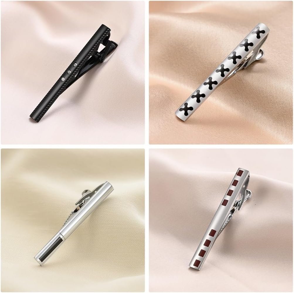 Black enamel tie clip set diamond