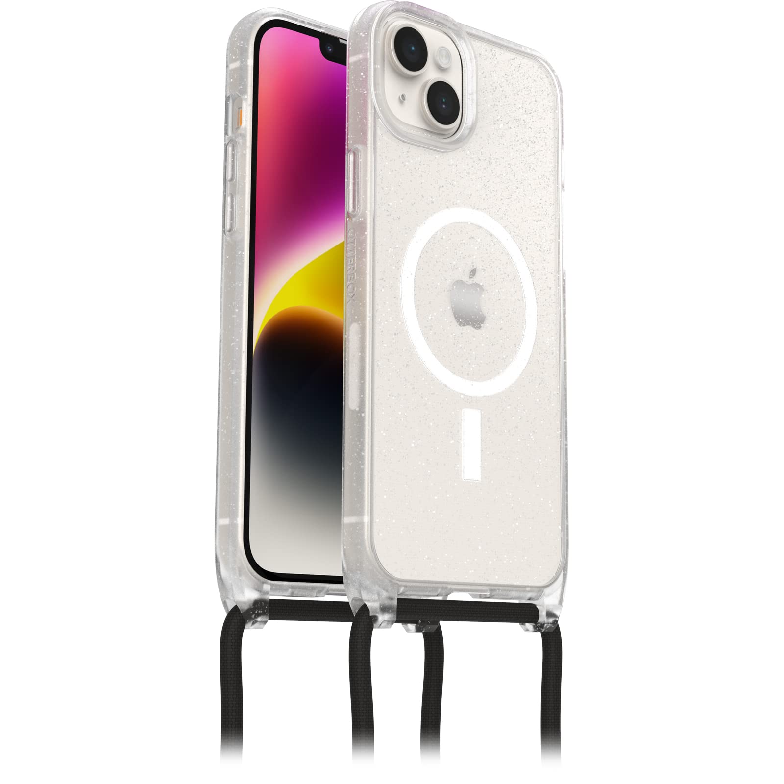 OtterBox React Necklace Case with MagSafe for iPhone 14 Plus, Ultra-Slim, Protective Case with Adjustable and Detachable Necklace Strap, Tested to Military Standard, Stardust