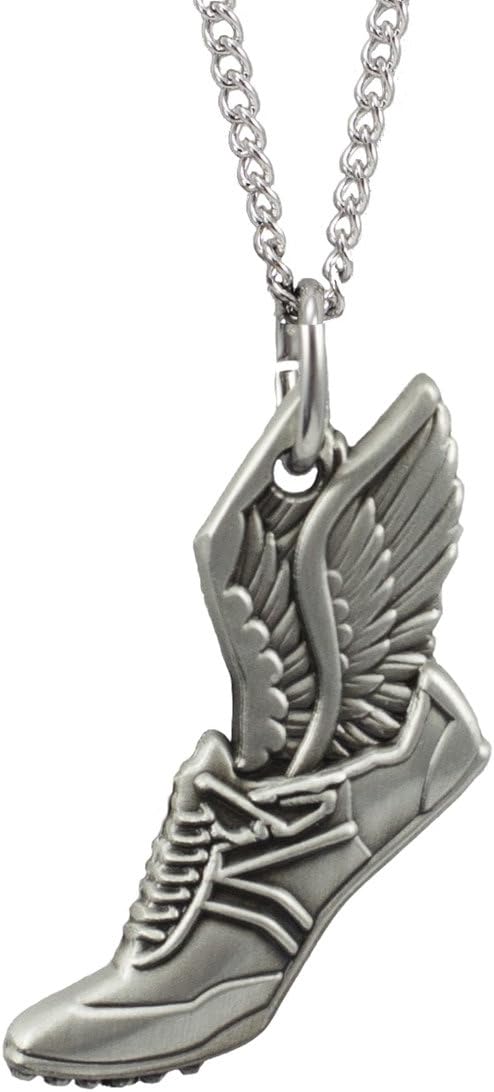 Women's Antique Finish Winged Shoe Necklace-Phil 4:13