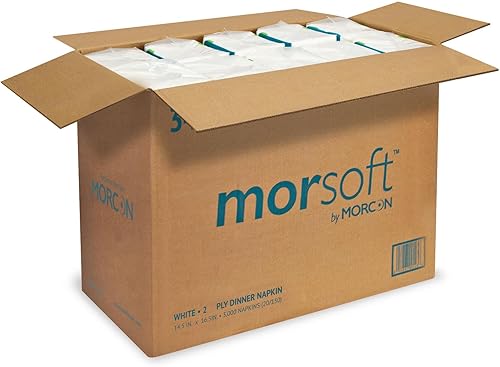 Miniatura 5 de Morsoft by Morcon Servilletas de cena comerciales, 2 capas, 14.2 pulgadas x 16.5 pulgadas, color blanco, 20 paquetes de 150 servilletas, 3,000