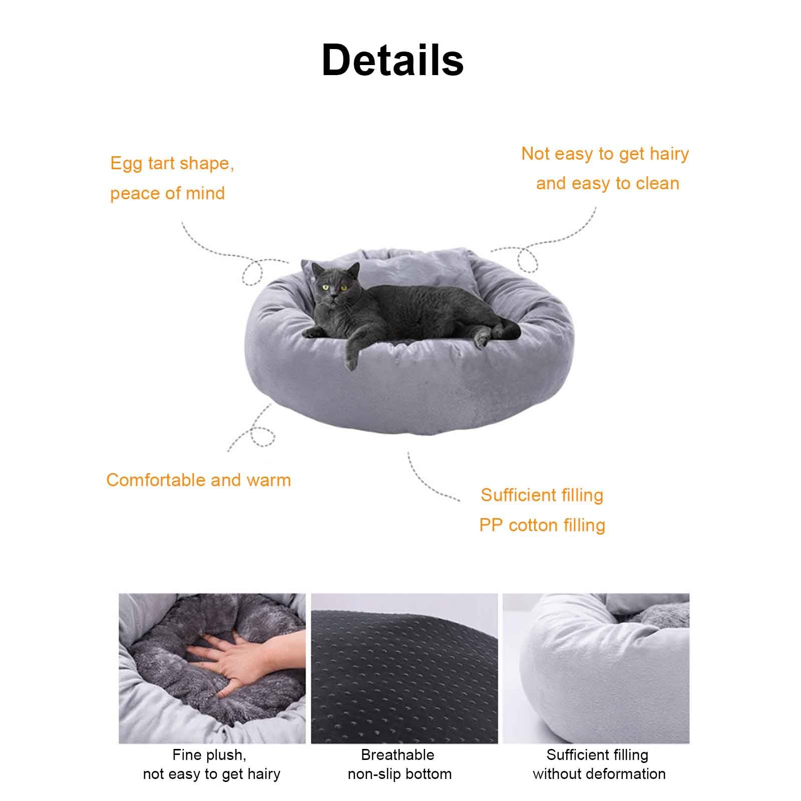 Cuccia Cane Interno con Tappeto Rimovibile E Reversibile, Bordi Rialzati, Fondo Antiscivolo, Cuccia Gatto Rotondo, per Piccoli Animali Domestici, Cuccioli, Gattini,M