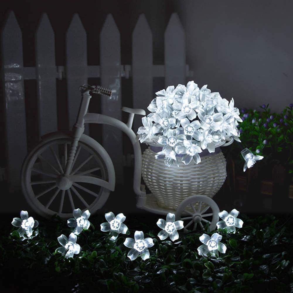 Outdoor Cherry Blossom String Lights, Solar Light Strings, LED Waterproof Christmas Day Decoration Peach Blossom Light Strings, Colorful Lights-Zhengbai