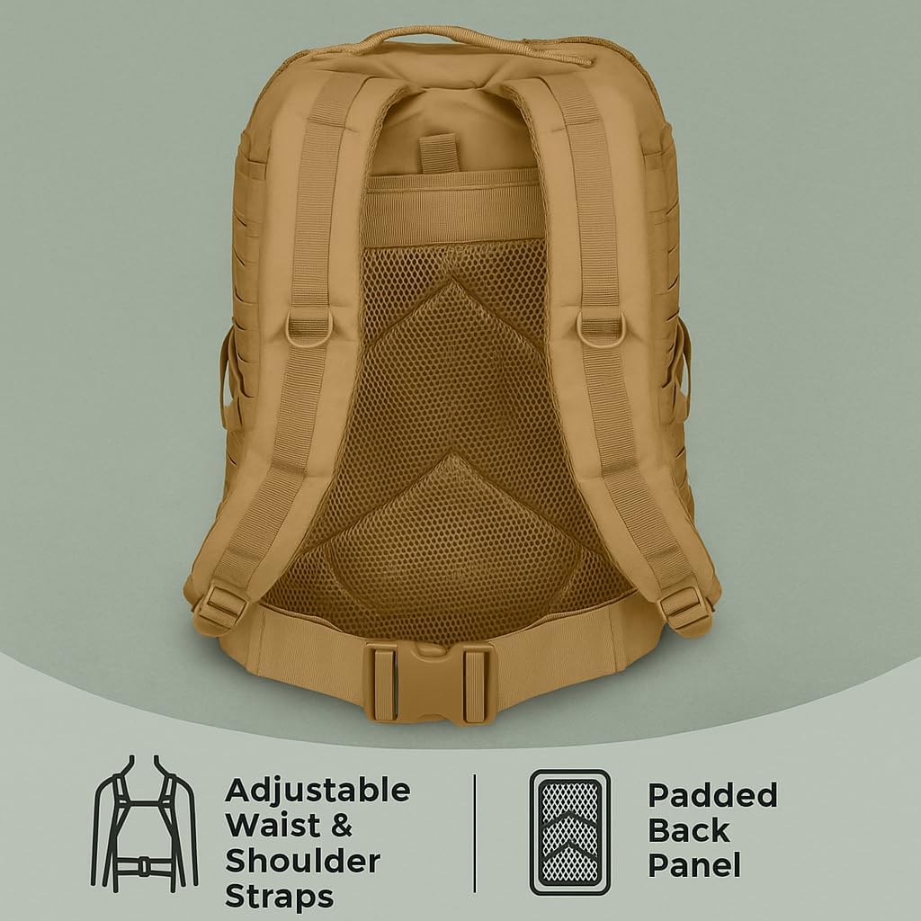 Barska Loaded Gear Large Backpack with MOLLE – Multiple Compartment Bag with Laptop Sleeve for Gear Storage