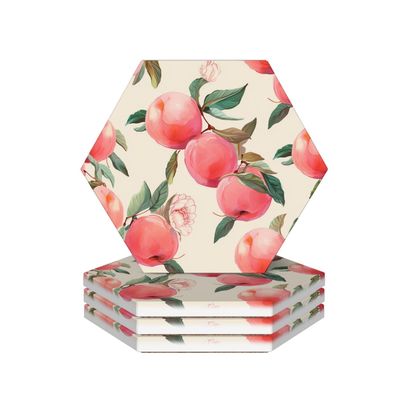 Dessous de verre en céramique rose (lot de 4) absorbants pour tasses et verres