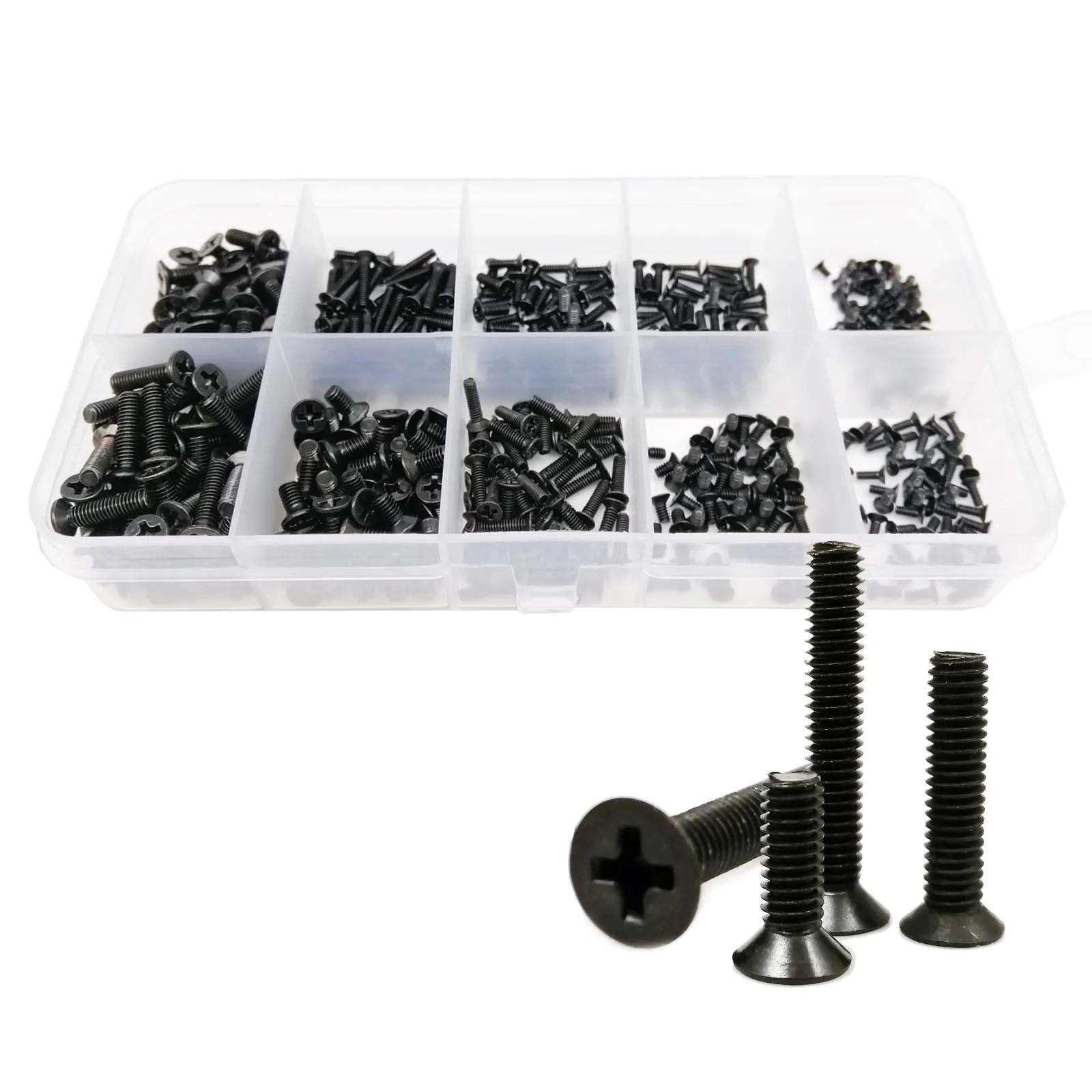 M1.4 M1.6 M2 M2.5 M3 Mini Micro Phillips Cross Flat Avellanado Cabeza Tornillo Tornillo Tornillo Tuerca Juego de Tuercas