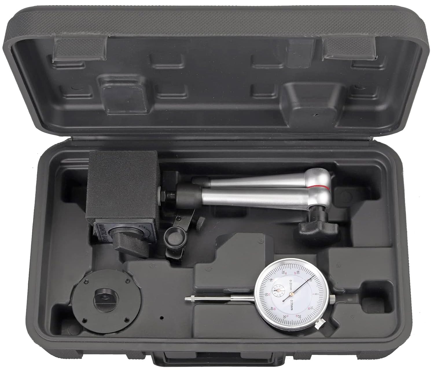 Reloj Comparador Con Base Imantada Para Comprobacion De Nivelado con brazos ajustables 360 grados