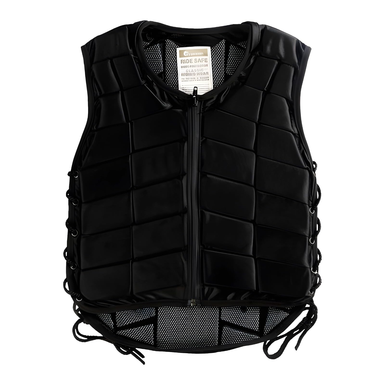 Chaleco de seguridad ecuestre para adultos, negro, talla M, acolchado de EVA profesional, chaleco protector de equitación, unisex, con cremallera