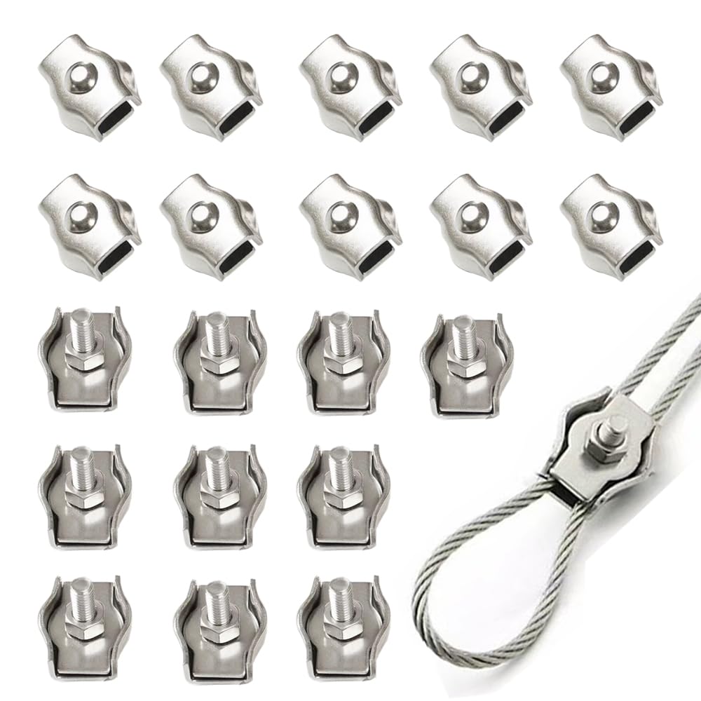 20 Pcs stainless steel simplex wire rope cable clamp/wire rope clamp（5/32 in. M4）