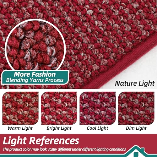 Image of BEQHAUSE Dirt Trapper Door Mat 24 inch x 60 inch, Non-Slip Washable Doormats Entrance Mat, Dirt Resistant and Absorbent Welcome Mat, Low Profile Floor Mats for Front Back Door and Entryway, Red