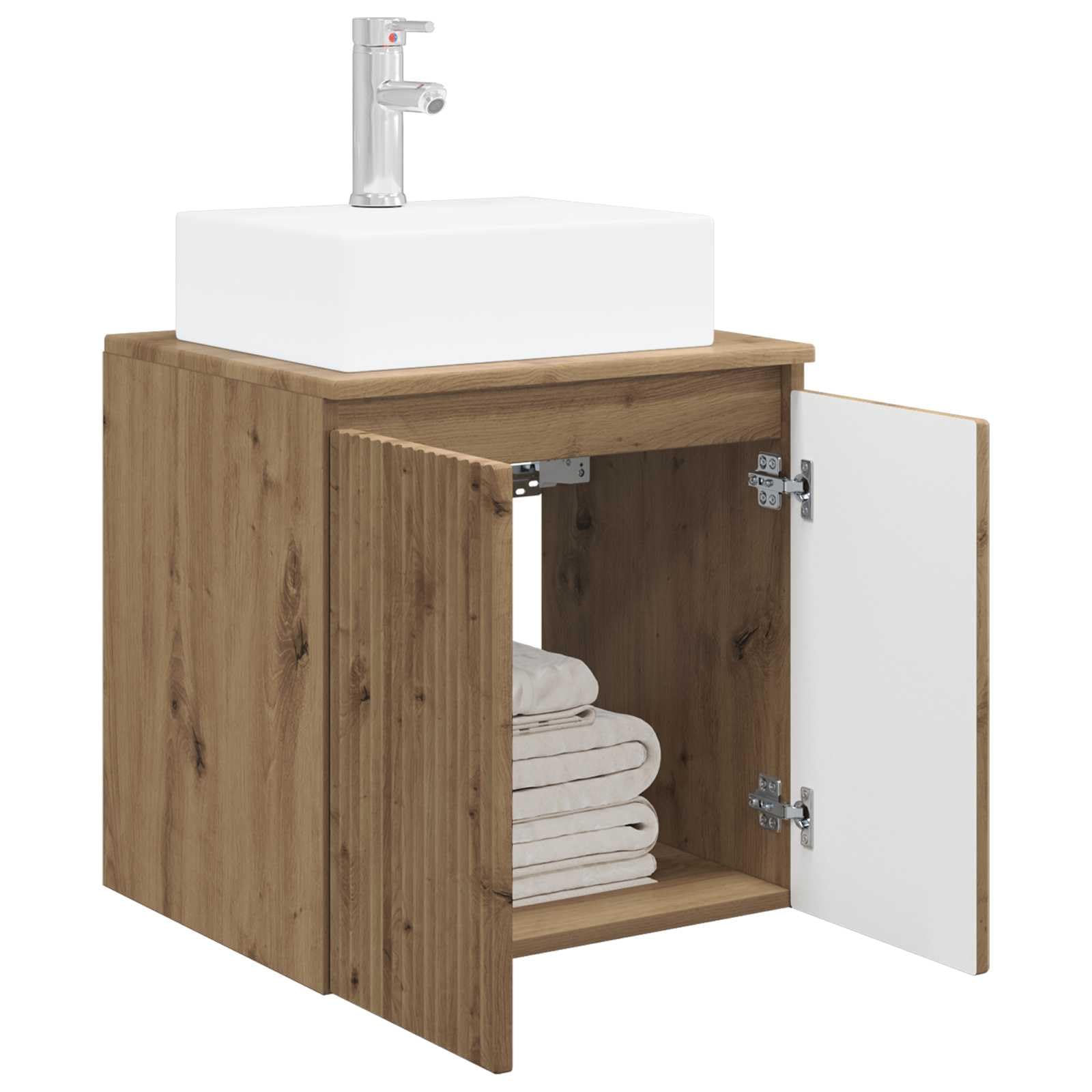 Vidaxl Artisanoak Wall-Mounted Sink Vanity Artisan Oak 49.5 X 41 X 62.5 Cm, Modern Bathroom Storage, Contemporary Sink Vanity, Wall-Mounted Solution, Functional Design, Compact Furniture, Organized Space