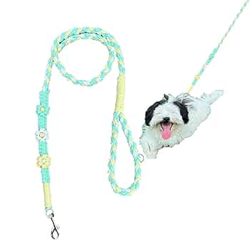 犬用リード 花デザイン 日本製 160cm Amazon | WWnYY 犬 リード 花付き ハンドメイド ロープ 小型犬