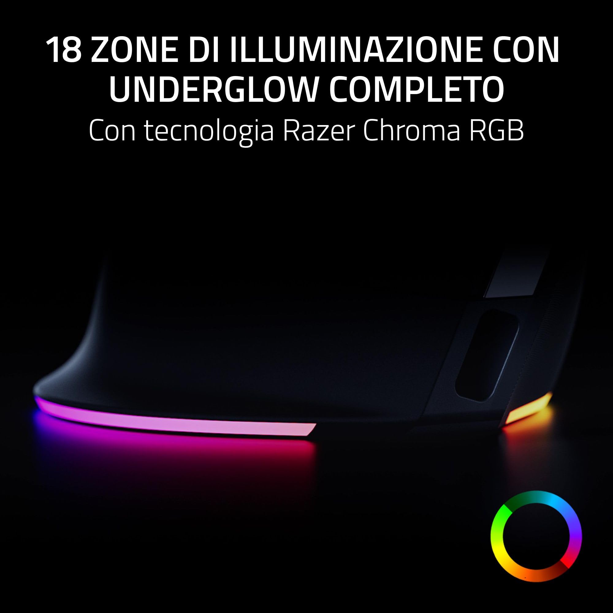 Razer Pro Click V2 Vertical - Mouse ergonomico verticale senza fili per utenti destrorsi - Assistenza IA Prompt - Sensore ottico 30K (durata della batteria fino a 6 mesi, Chroma RGB, 9 Pulsanti) Nero