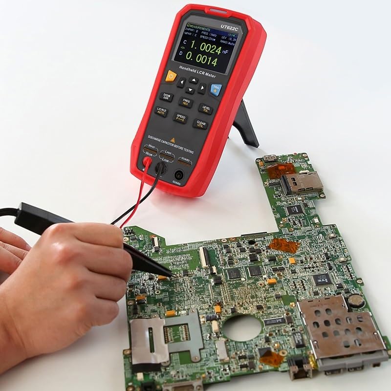 Medidor LCR portátil, probador digital de precisión de 100kHz 0,1% con DCR, pantalla TFT de 2,8" for resistencia a capacitancia de inductancia(UT622E)
