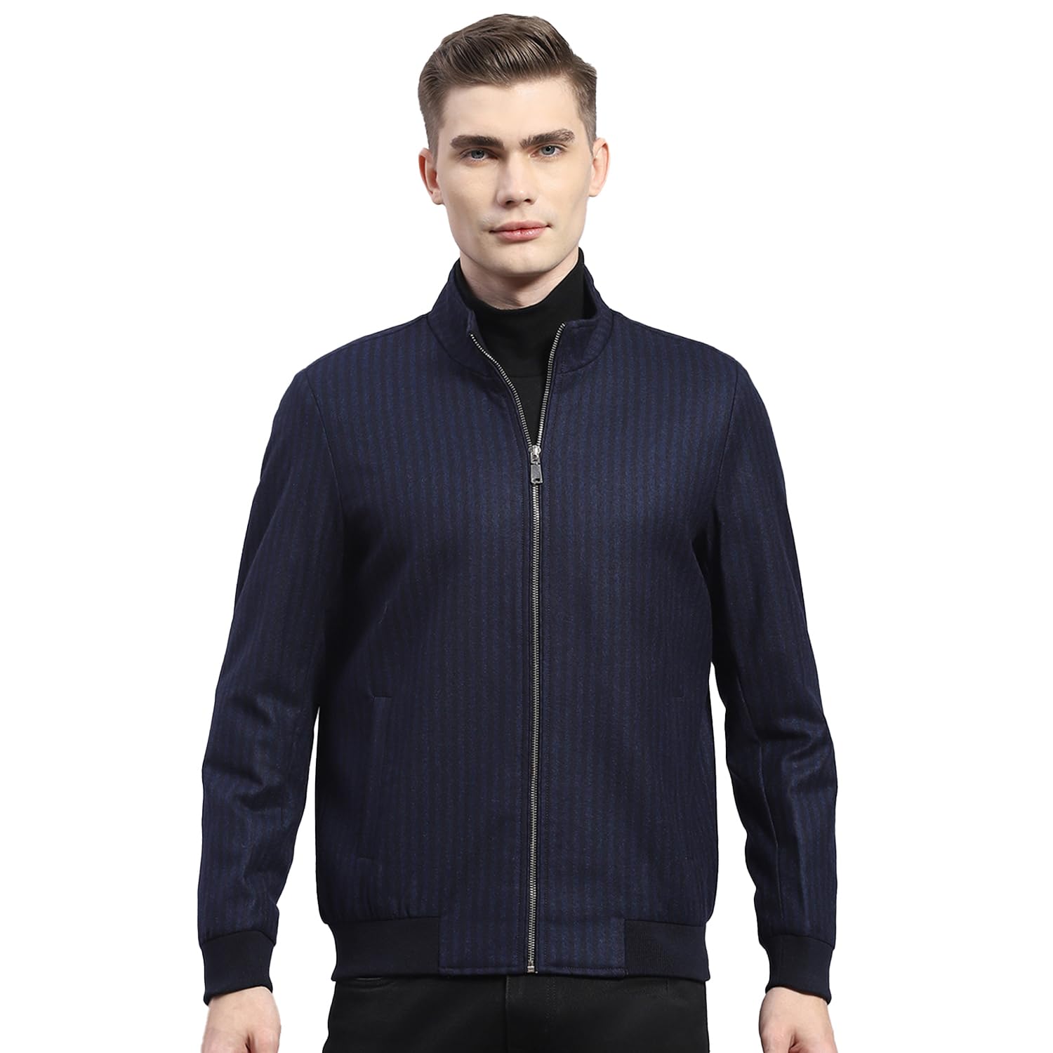 monte carlo Men's Wool Standard Length Striped Full Sleeve Stand Collar Casual Jacket (223061975)-picture-39