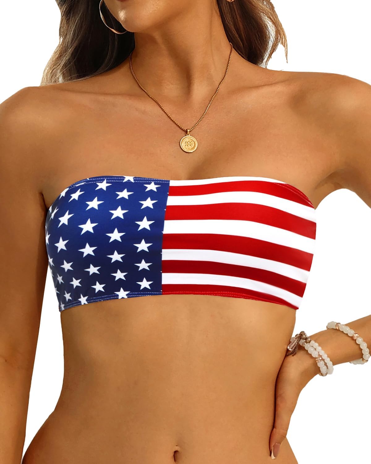 Women Strapless Bikini Top Only Bandeau Swim Top Tube Top Swimsuit