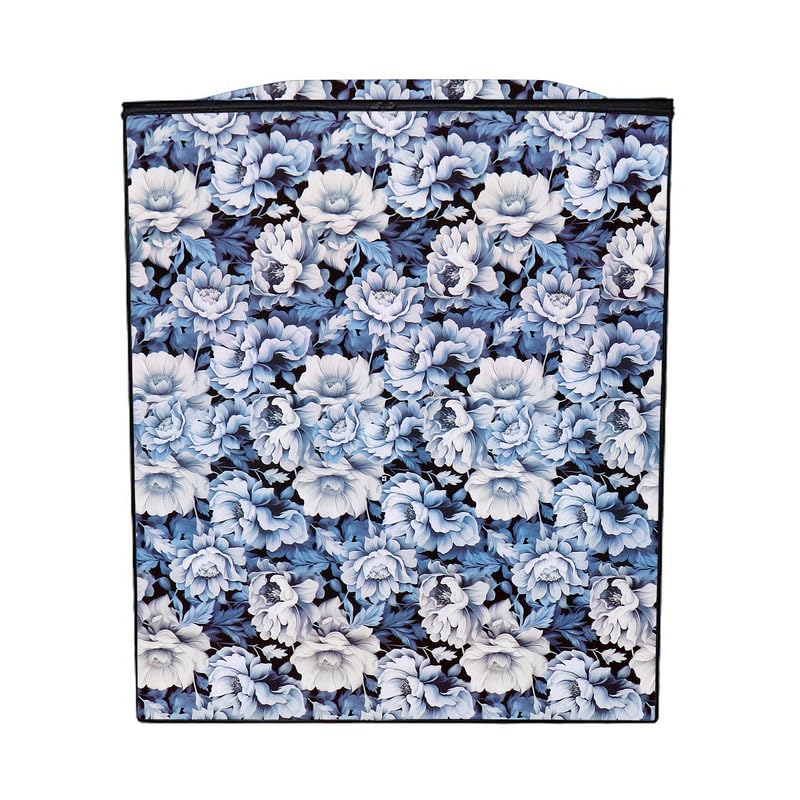 Image of PVC Printed Semi Automatic Washing Machine Cover Compatible For Samsung, Lg, Whirlpool 6Kg, 6.2Kg, 6.5Kg, 7Kg, 7.2Kg, 7.5Kg, 8kg, 8.5kg | Waterproof & Dustproof Cover, Blue Flower.