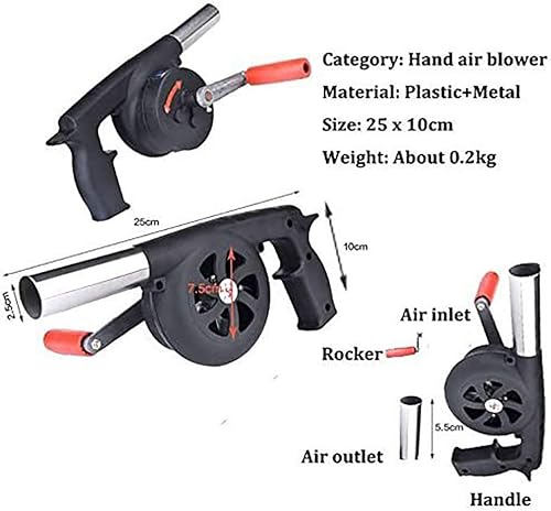 Miniatura 4 de Ventilador de barbacoa, sopladores de aire manuales de mano, fuelles para barbacoa al aire libre, camping, picnic, barbacoa, manivela soplador de
