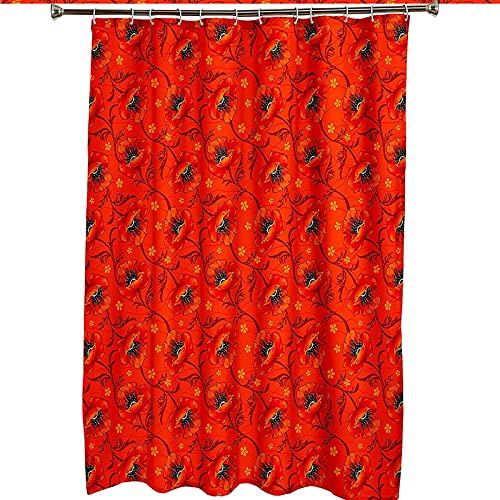 Rideau de douche 180x200cm polyester fleurs rouges KnSam - 7
