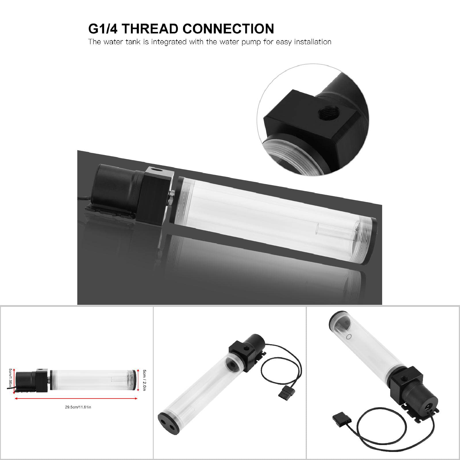 Tanque de Refrigeración por Agua Acrílico DIY, Depósito Cilíndrico, Bomba Duradera para PC, Mods, Resistente Al Calor para Jugadores (210 mm)