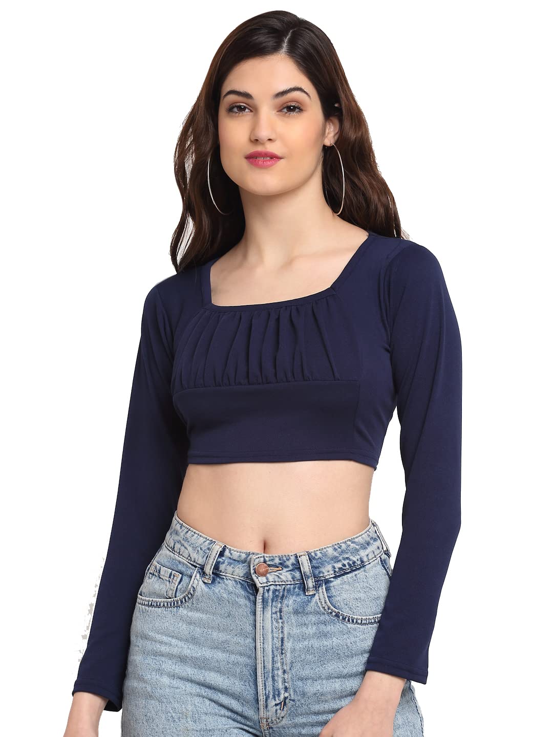 Shasmi Women’s Polyester Modern Fit Solid Western Blouse