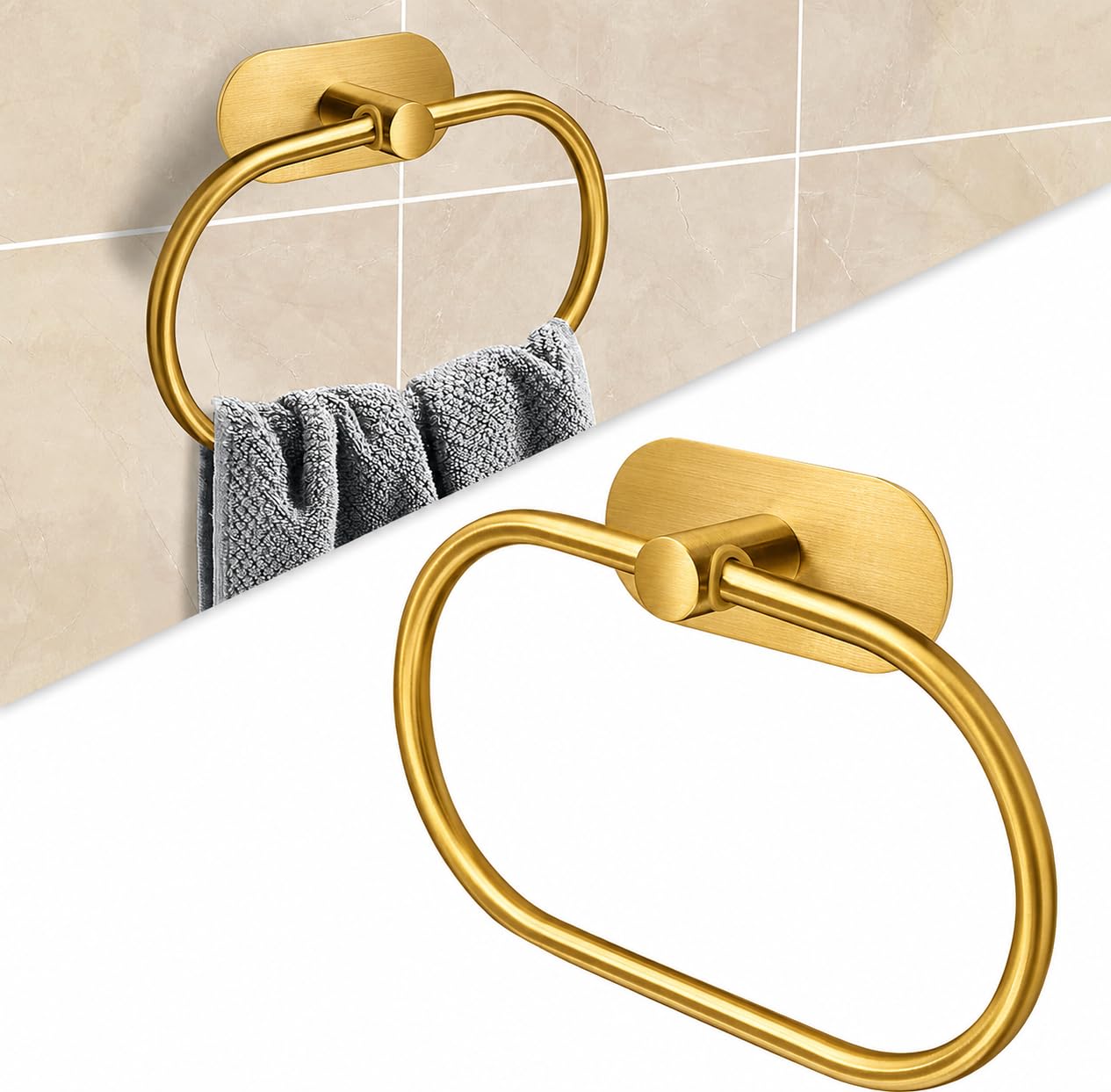 Self Adhesive Towel Ring Holder - No Drill! -1