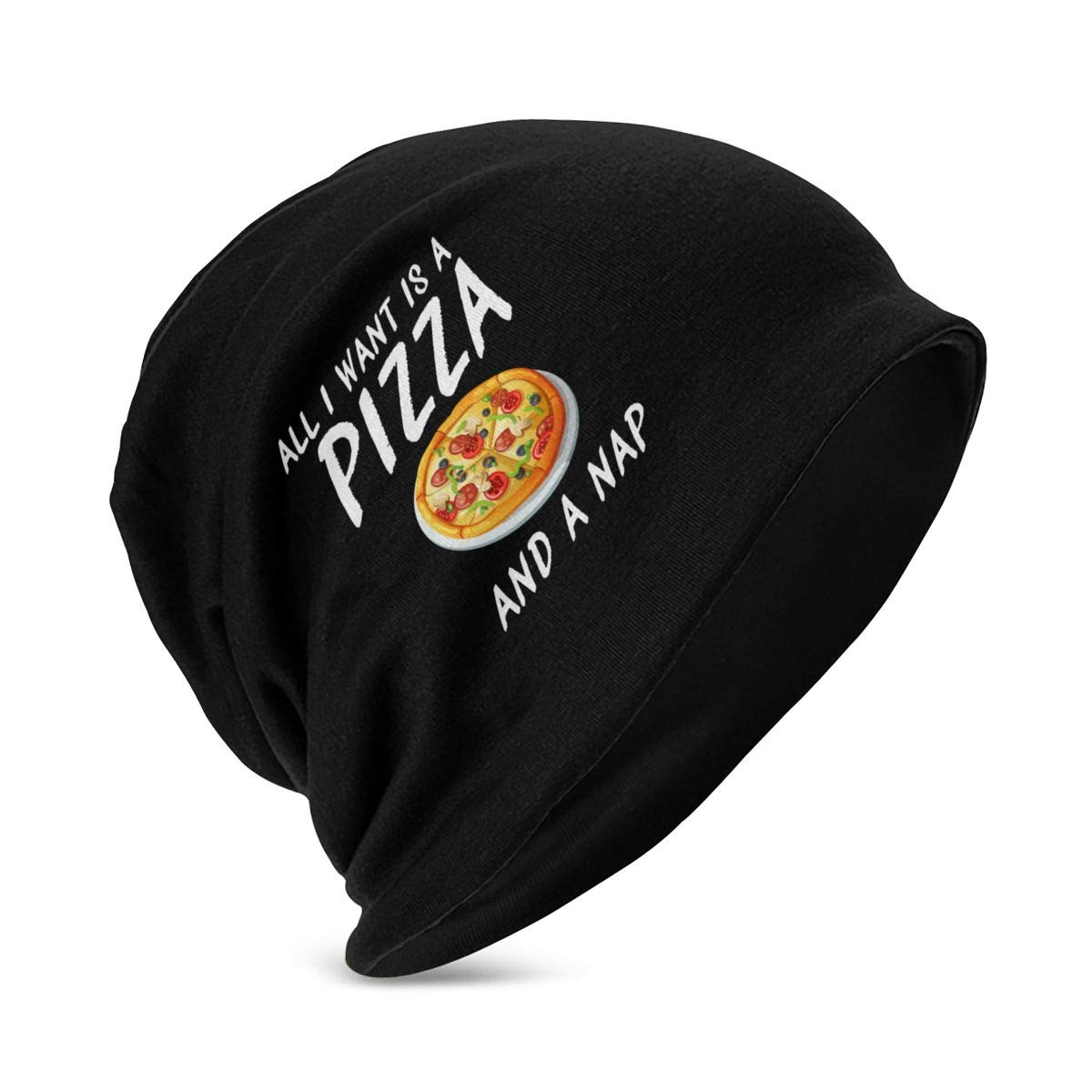 XIKEWL Kids Beanie Hat All I Want is A Pizza and Nap Keep Winter Warm Skull Caps for Boys Girls Black