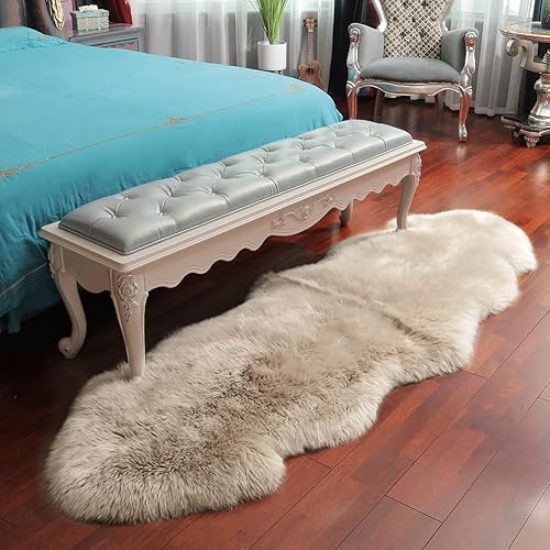 Vista 55 de Alfombra de piel de oveja auténtica de alta calidad, piel de oveja australiana, esponjosa, de lujo, natural, de piel de cordero esponjosa, funda