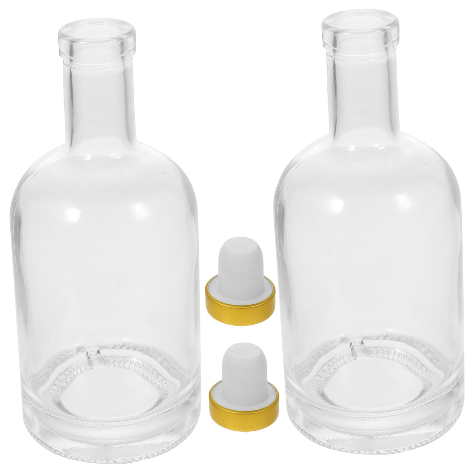 SECFOU Dickwandige Glasflaschen Leicht zu Gießen und Reinigen 375ml 2 Stück-pack Wodkaflaschen mit Weitem Öffnung und Schraubtextur Boden Zufällige Farbe für Riegel Undhause