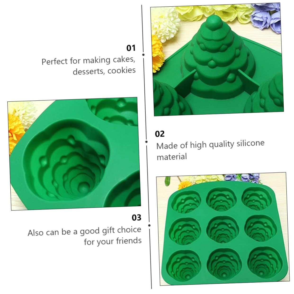 Amosfun 2 Pz Stampo Per Torta Albero Di Natale Comodo Stampo Per Caramelle Strumento Di Cottura Formine Per Biscotti Il Sapone 3d Modella Il Natale Gadget Da Forno Silicone Alimentare
