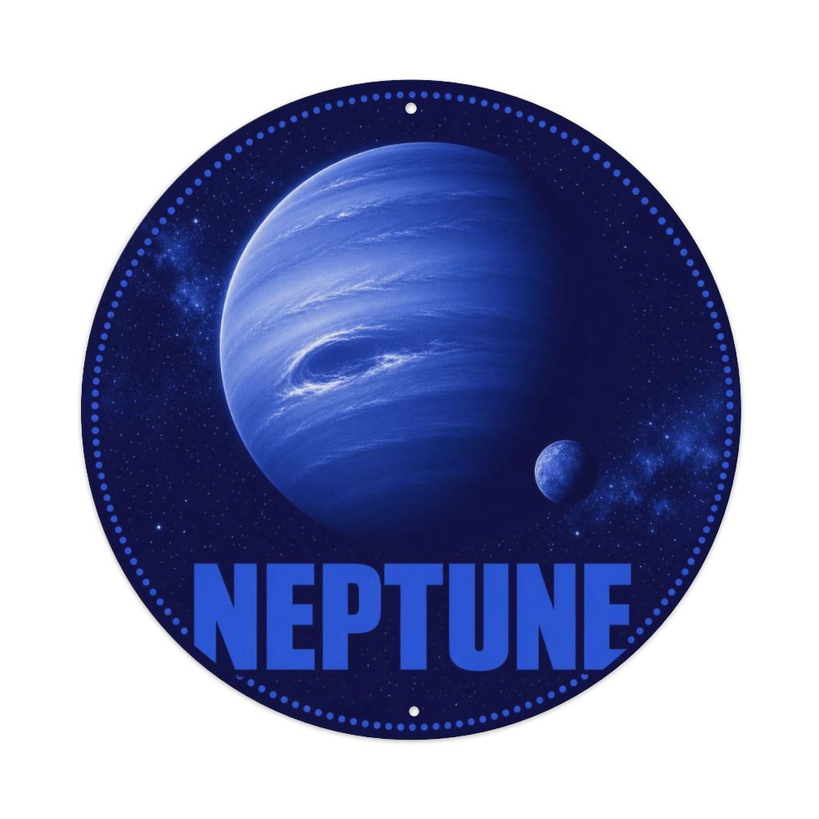 Space Exploration Starry Sky Neptune Storm Planet Metal Tin Sign Plaque Wall Decor for Cafe, Man Cave, Club Bar, Office, Home Garden Round Metal Poster 8x8Inch