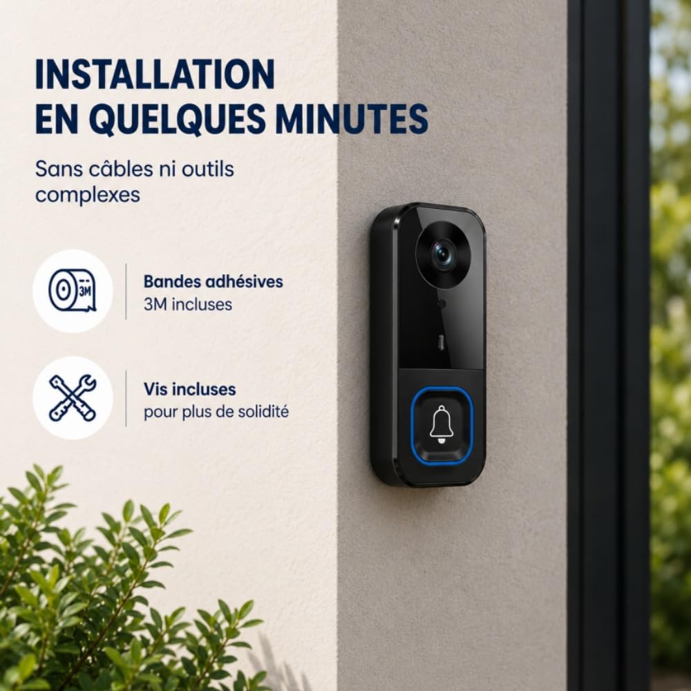 TKMARS Sonnette Vidéo 1080P avec Écran IPS 4.5 Pouces | Audio Bidirectionnel, Visiophone sans Fil 2.4 GHz, sans WiFi ni Application, Vision Nocturne IR, Étanche IP65