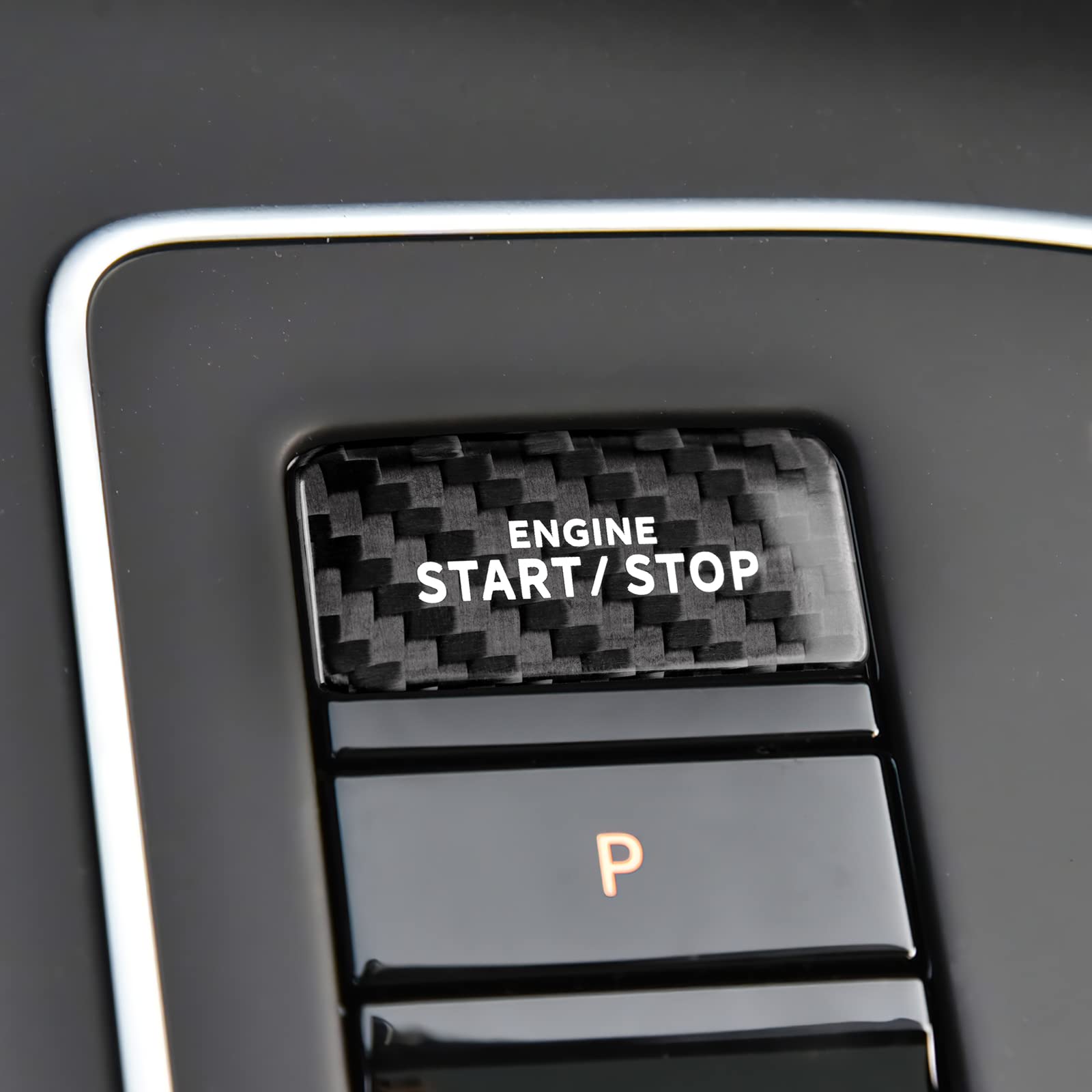 KUNGKIC Kohlefaser Auto-Motor-Start-Stopp-Schalter Zündschalter Button Aufkleber Innenbereich Trim Schutzfunktion Compatible with Volkswagen VW Golf 8 2020 2021 2022 2023 Zubehör (Schwarz)