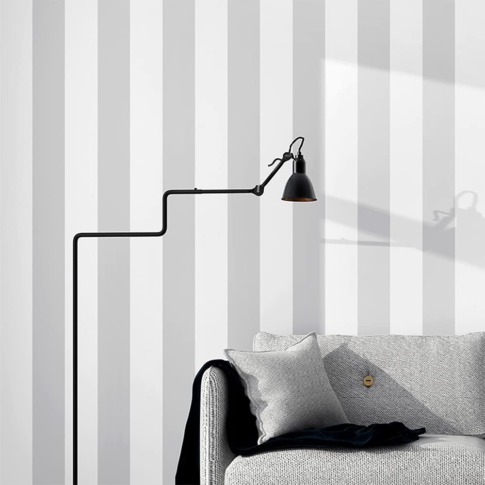 MEAIHOME Modern Simple Horizontal Vertical Striped Bedroom Coffee Restaurant Clothing Store TV Background Non-Pasted Wallpaper Roll Gray White 1.73' L x 32.8' W - Image 3