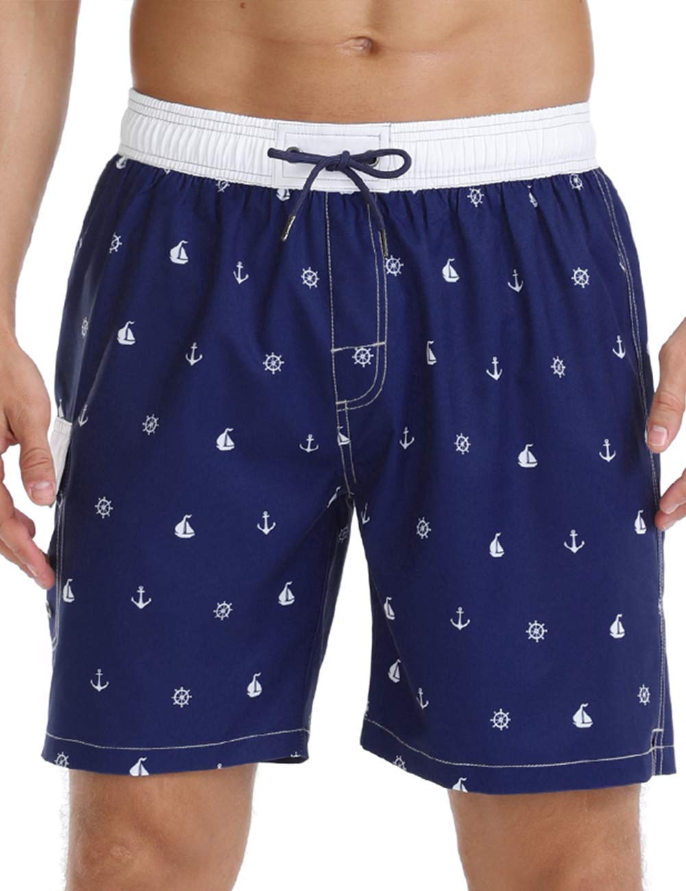 Nonwe Men's Quick Dry Soft Relaxed Fit Drawstring Swim Trunks