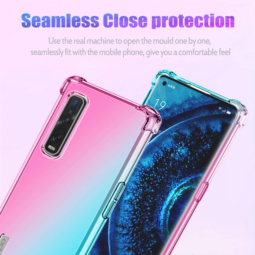 Custodia Per OPPO Find X2 Pro Con Effetto Sfumato Rosa/verde – TPU Morbido Antiurto, Supporta Ricarica Wireless - 3