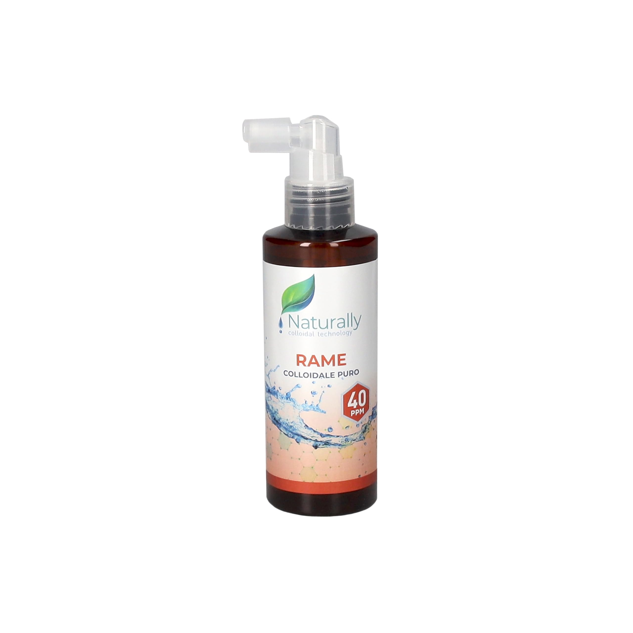 NATURALLY - Rame Colloidale 40 PPM 150 ml | Disinfettante naturale - Salute generale e benessere, Invecchiamento precoce, problemi di circolazione sanguigna | Flacone spray - Made in Italy